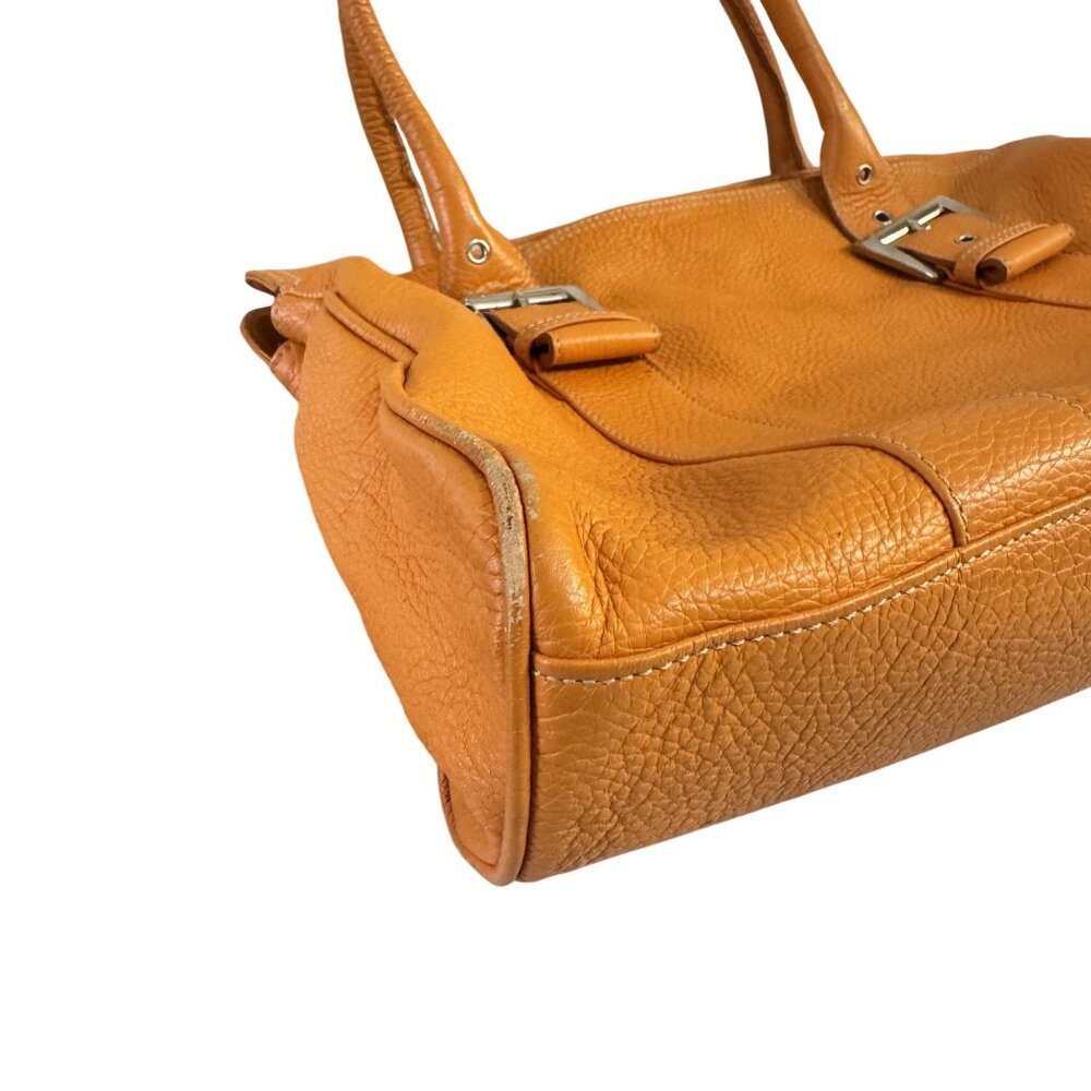 Suarez Made in Italy Cognac Pebbled Leather Shoulder Women’s Tote Bag - Picture 6 of 11